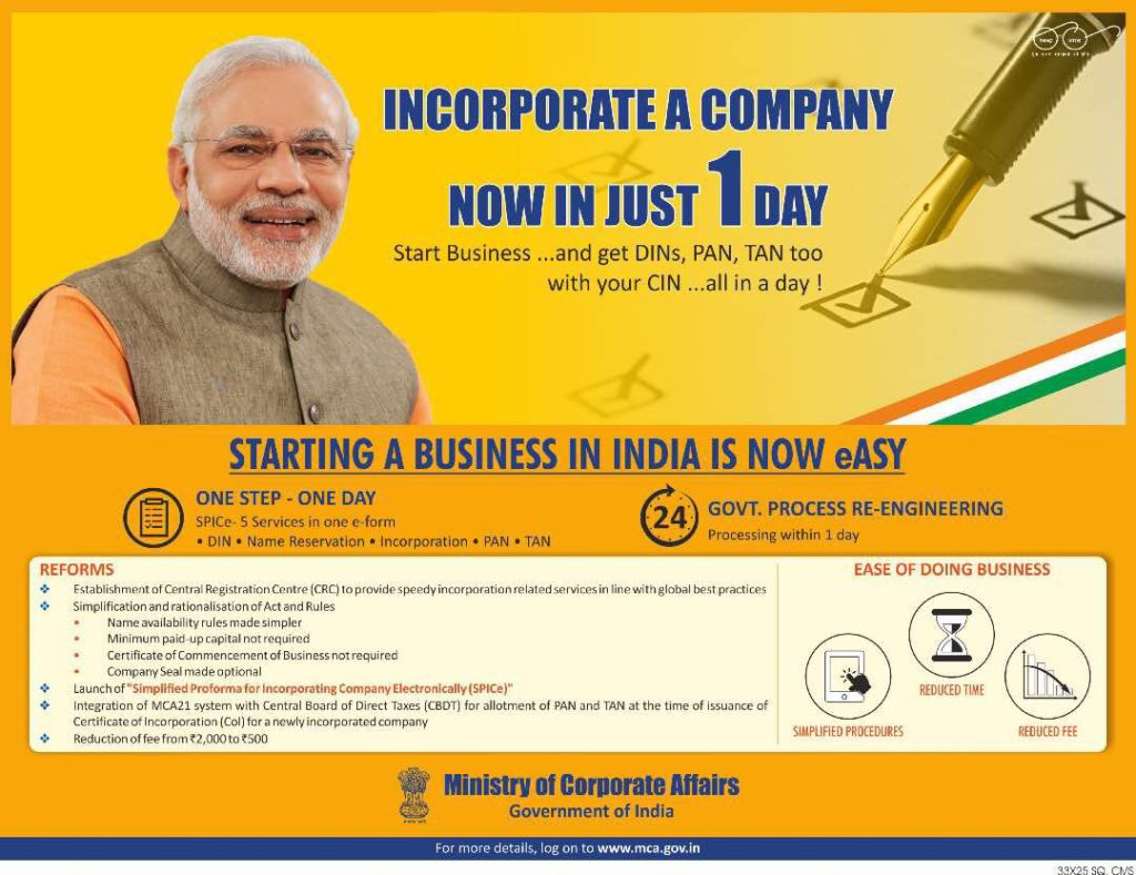 Incorporate company in India in one day